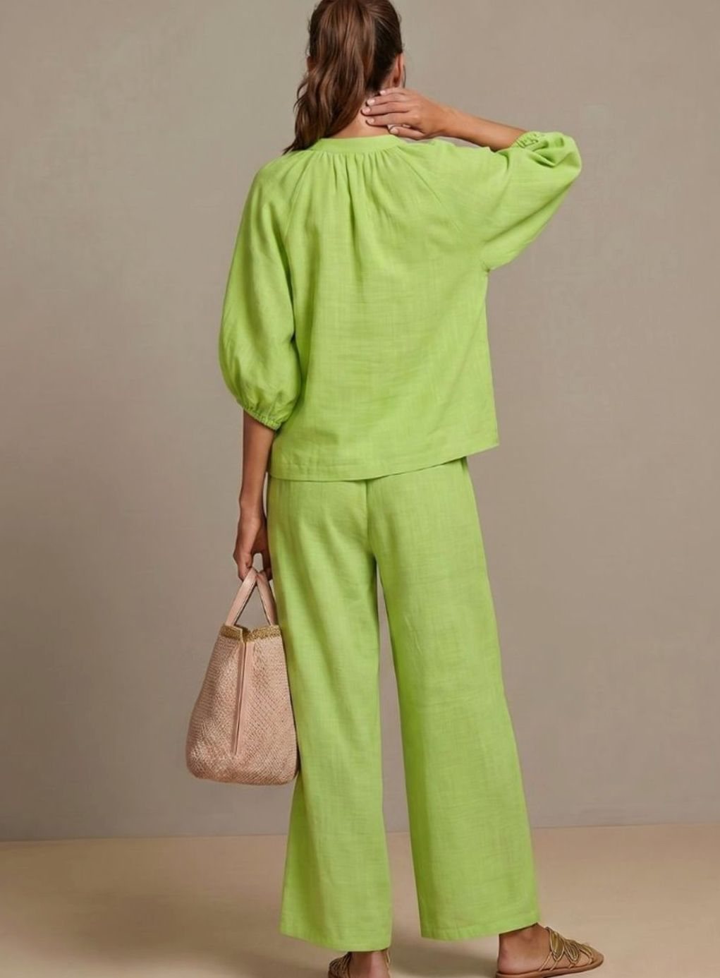 Women's Relaxed Zip-Front Blouson Top Wide-Leg Trouser Co-ord Set