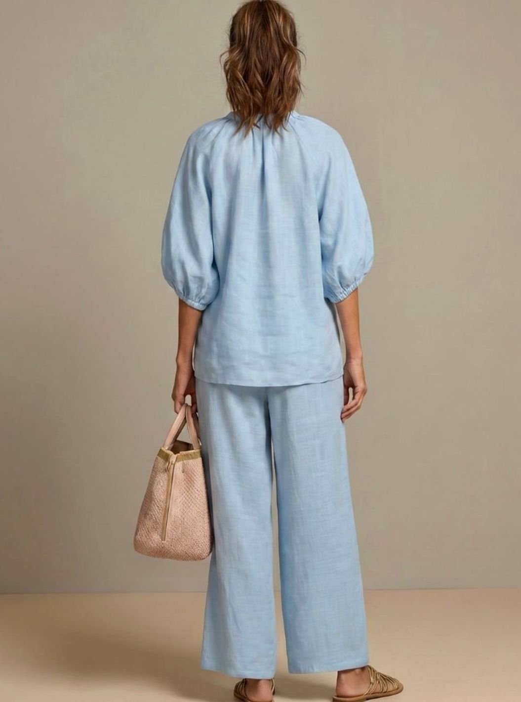Women's Relaxed Zip-Front Blouson Top Wide-Leg Trouser Co-ord Set