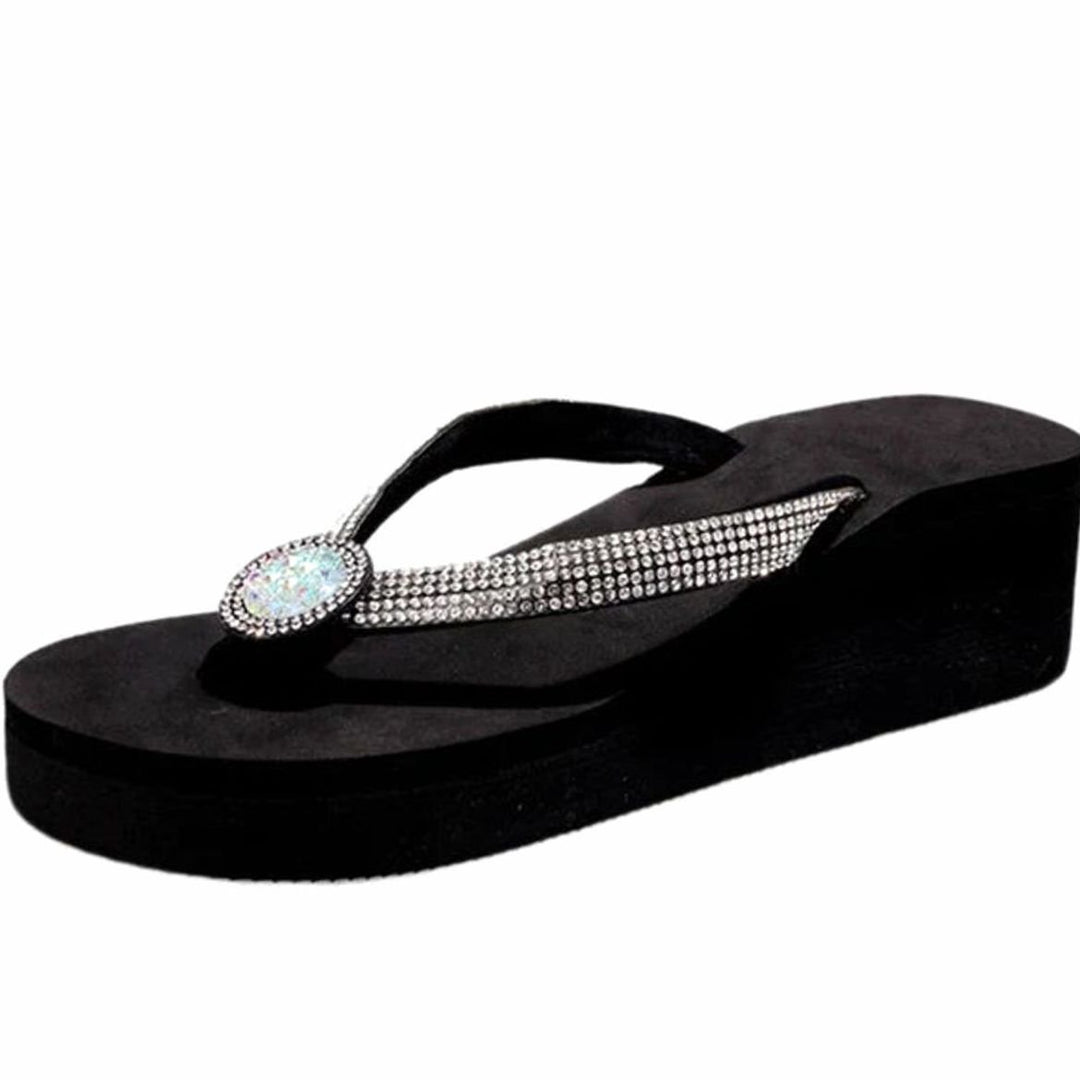 Women's Rhinestone Flip-Flop Toe-Post Summer Beach Sandals - White