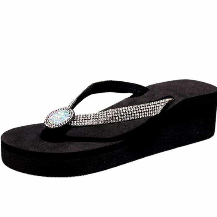 Women's Rhinestone Flip-Flop Toe-Post Summer Beach Sandals - White