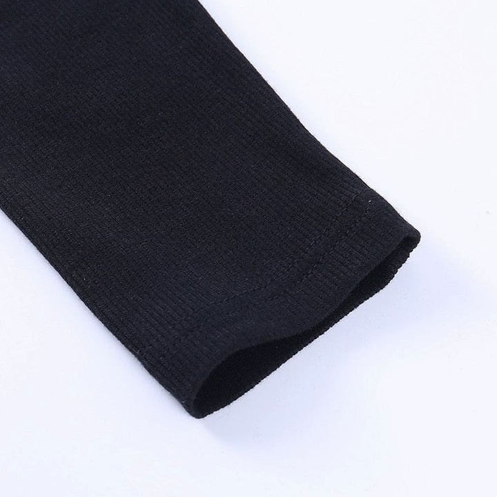 Women's Ribbed Cut-Out Long-Sleeve Fitted Top