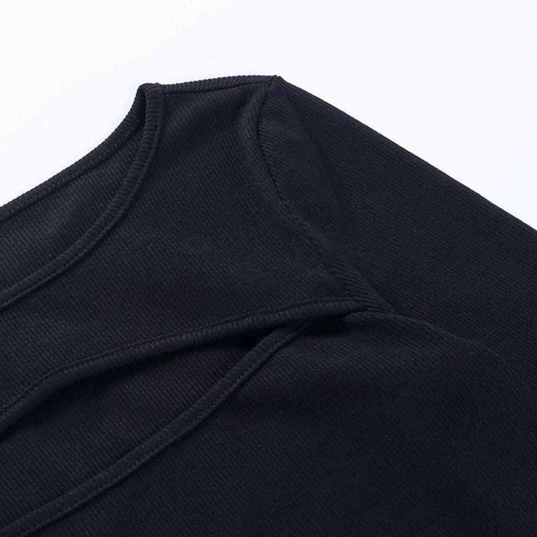 Women's Ribbed Cut-Out Long-Sleeve Fitted Top