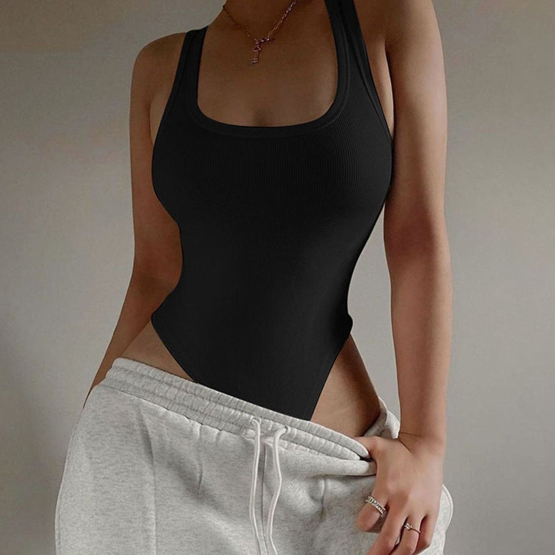 Women's Ribbed Square-Neck Sleeveless Bodysuit