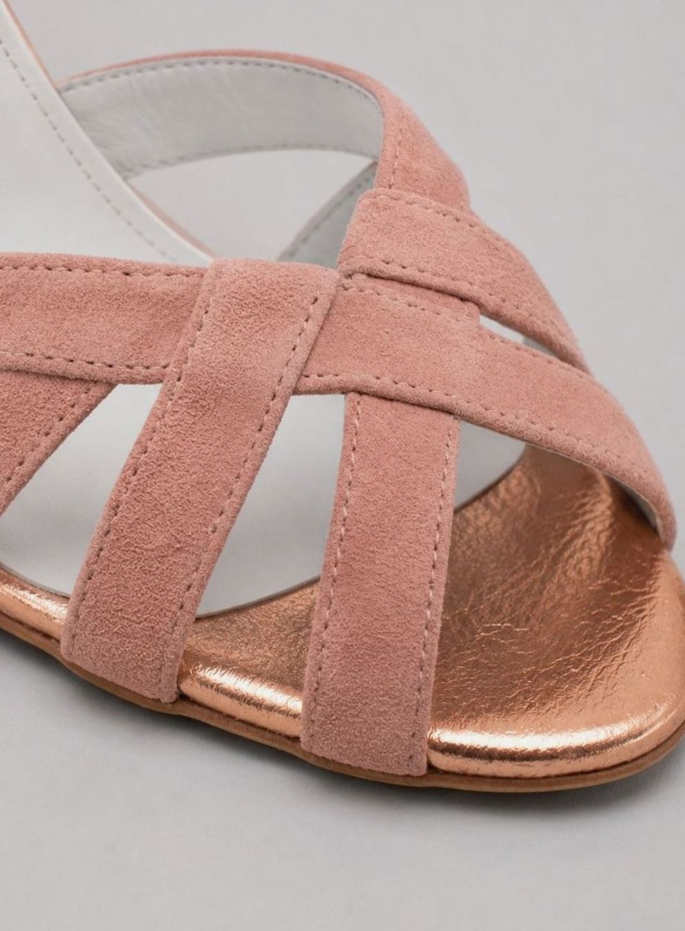 Women's Rose Gold Strappy Open-Toe Stiletto Heeled Sandals