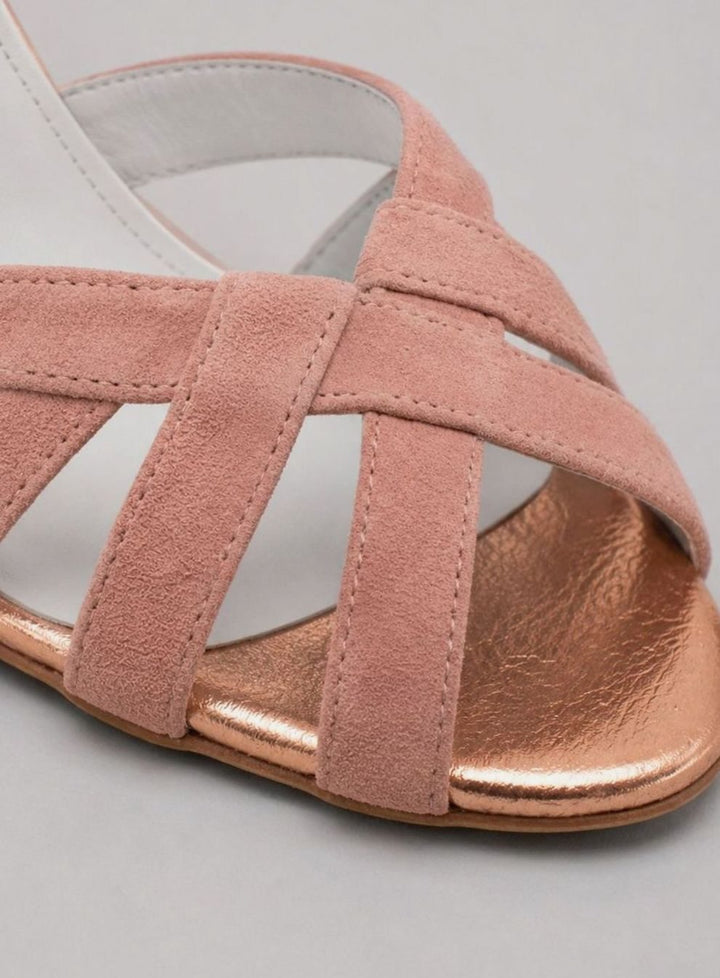 Women's Rose Gold Strappy Open-Toe Stiletto Heeled Sandals