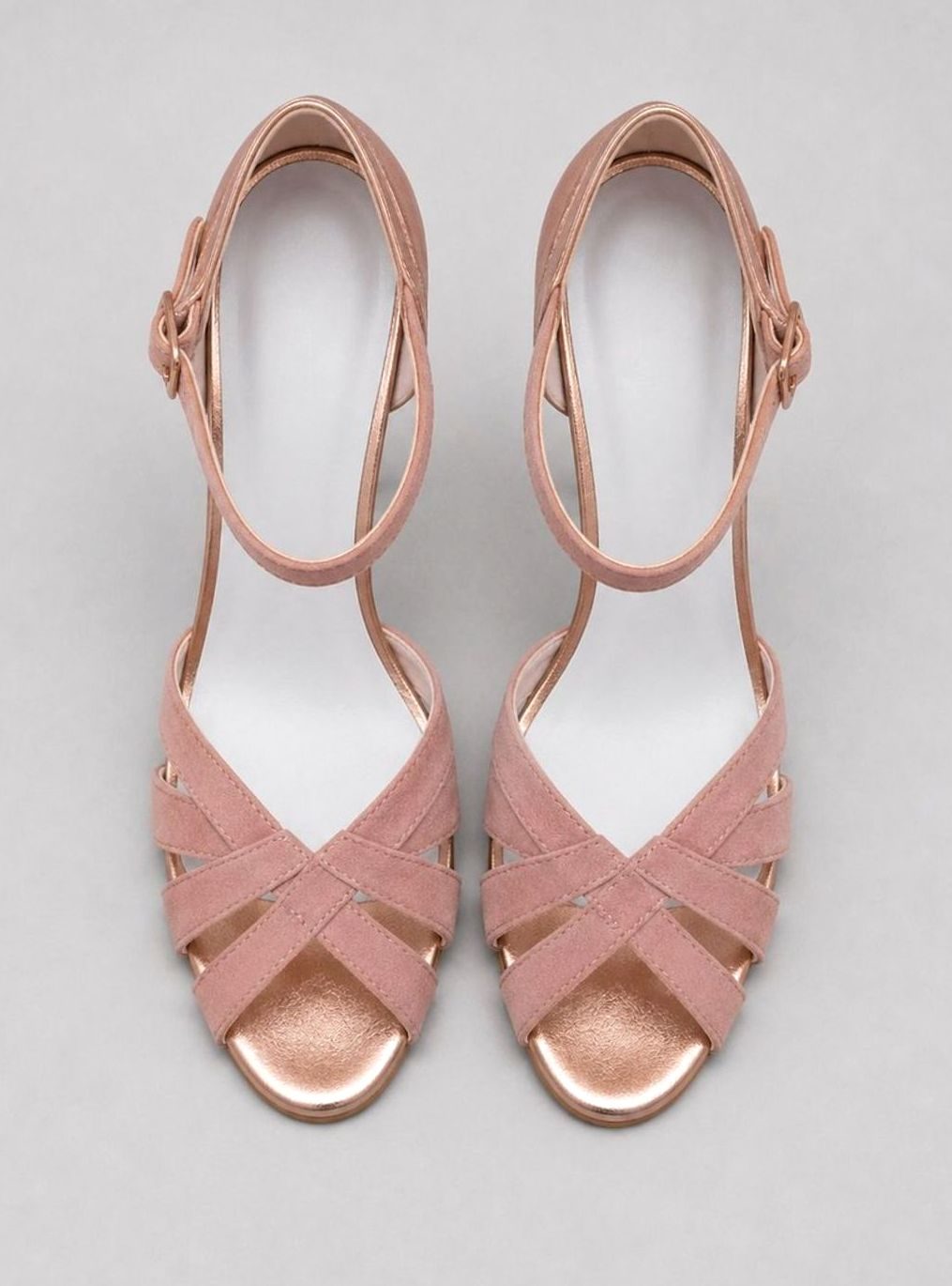 Women's Rose Gold Strappy Open-Toe Stiletto Heeled Sandals