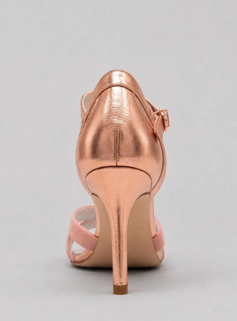 Women's Rose Gold Strappy Open-Toe Stiletto Heeled Sandals