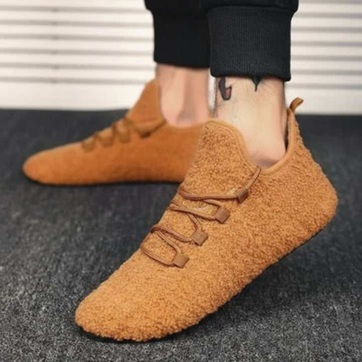 Women's Round-Toe Plush Lace-Up Flat Non-Slip Trainers