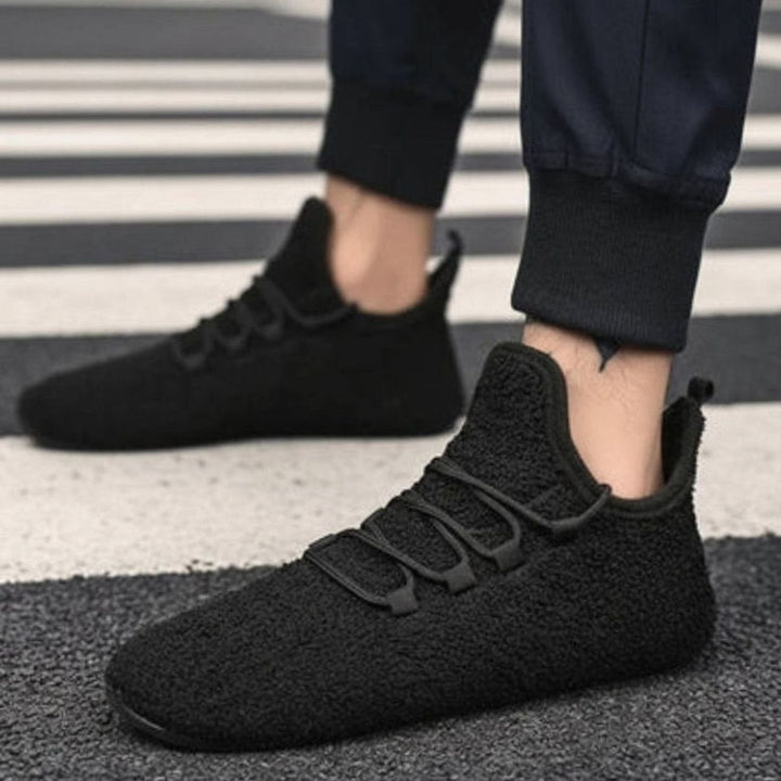 Women's Round-Toe Plush Lace-Up Flat Non-Slip Trainers