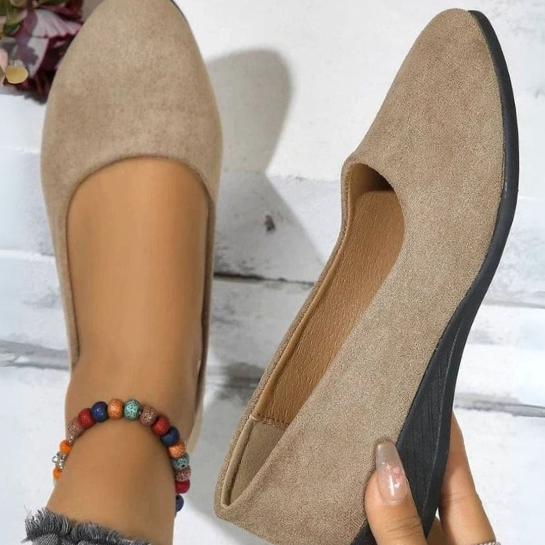 Women's Round-Toe Suede-Effect Low Wedge Slip-On Shoes