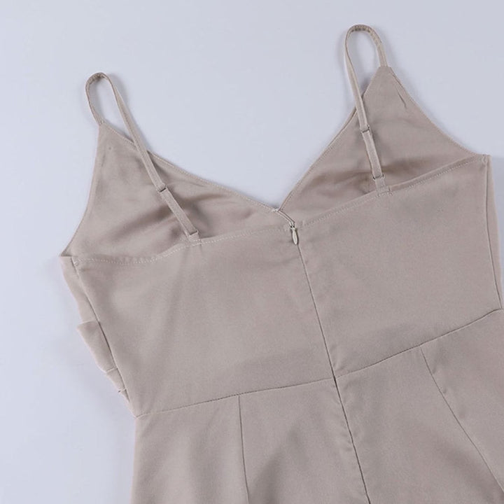 Women's Satin Wrap Maxi Dress Deep V-Neck Thigh Split