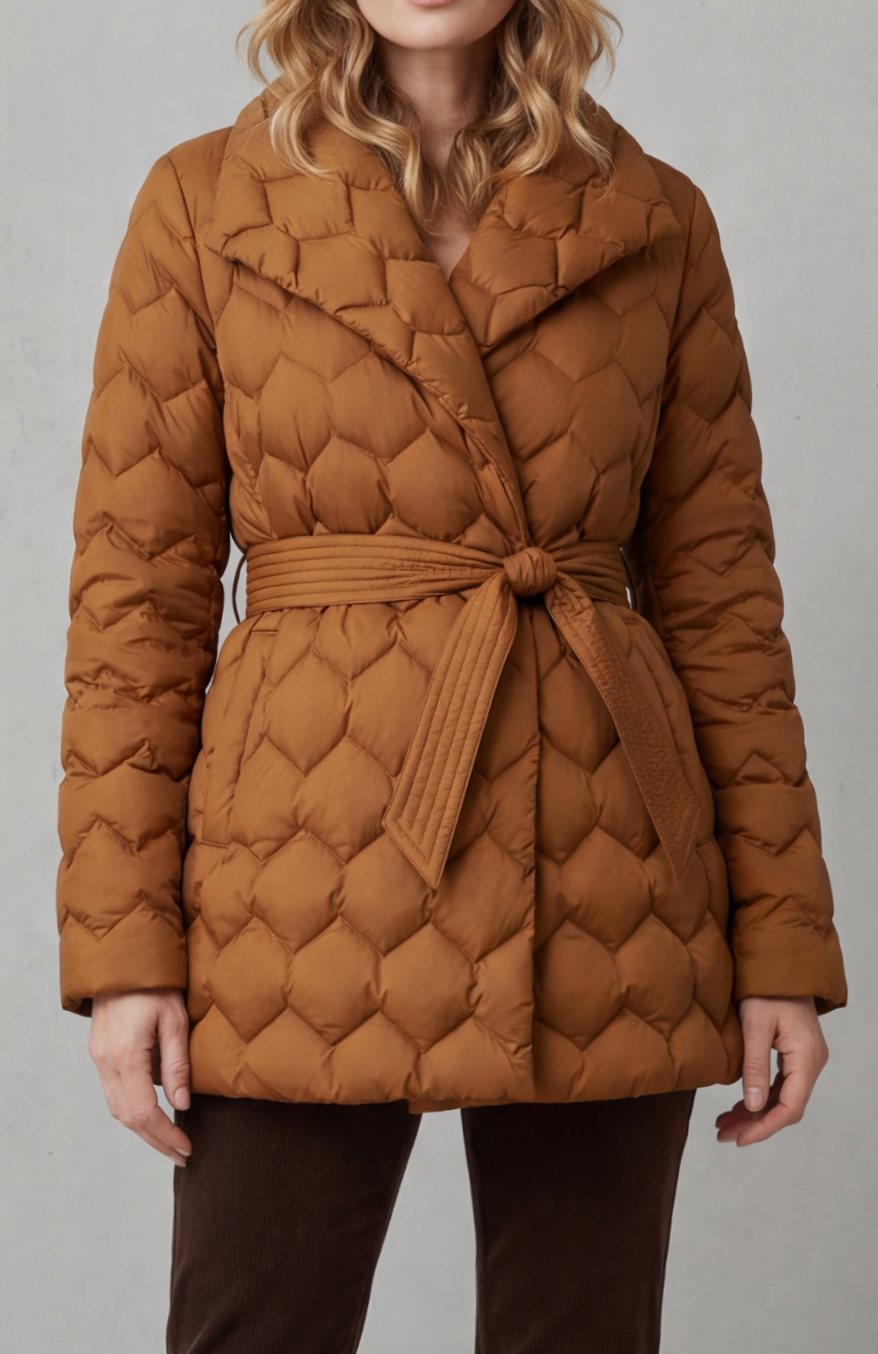 Women's Sculpted Quilted Belted Puffer Coat