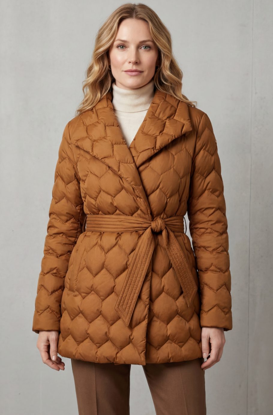 Women's Sculpted Quilted Belted Puffer Coat