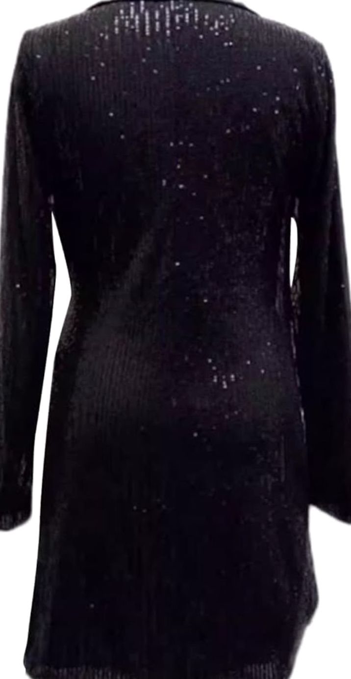 Women's Sequin Blazer Mini Dress Long Sleeve Wrap