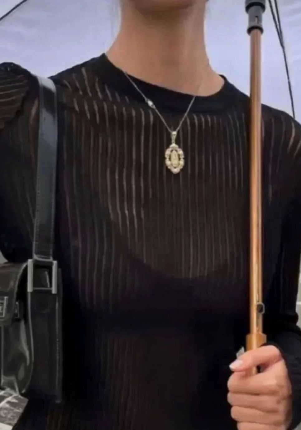 Women's Sheer Ribbed Long-Sleeve Knit Top Crew Neck