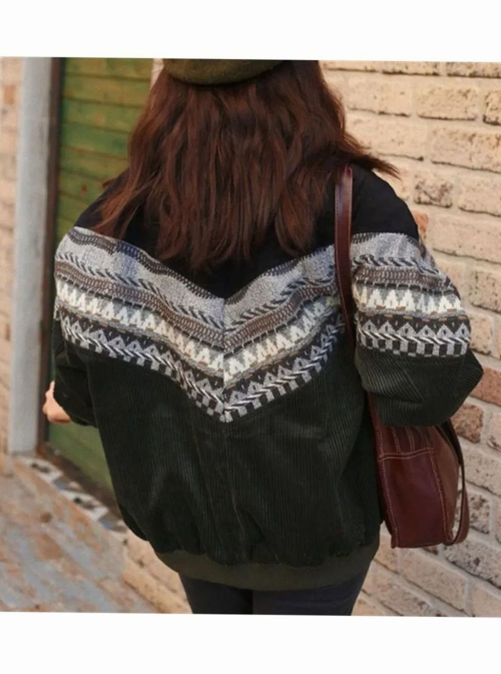 Women's Sherpa-Lined Aztec Print Colour-Block Winter Jacket
