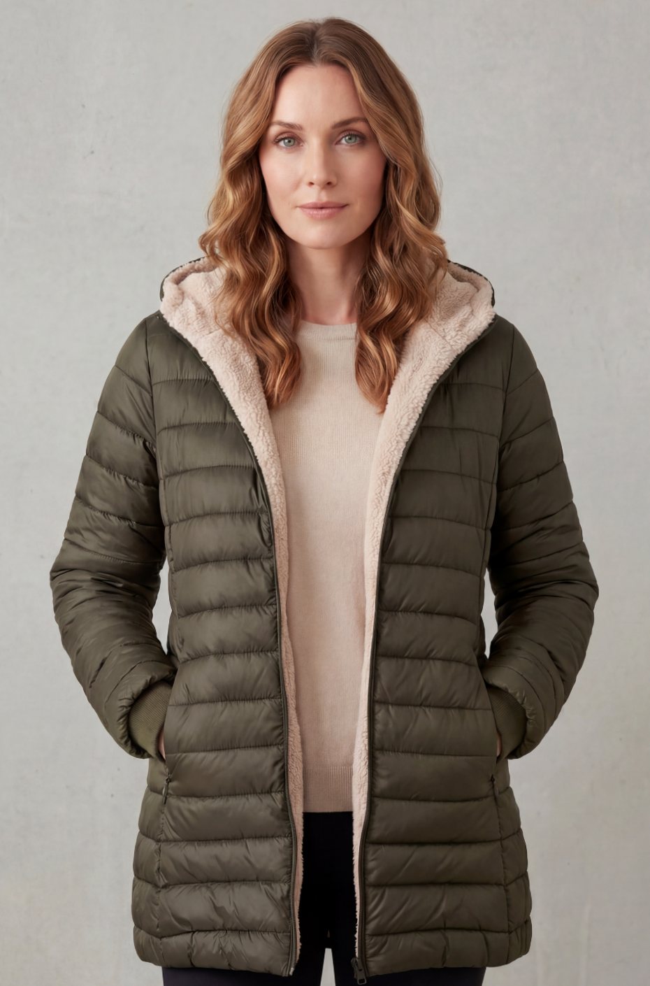 Women's Sherpa-Lined Hooded Puffer Coat