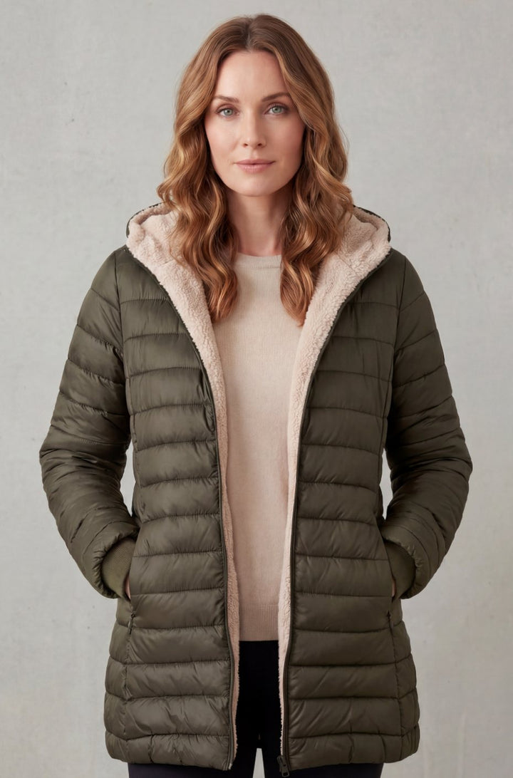 Women's Sherpa-Lined Hooded Puffer Coat