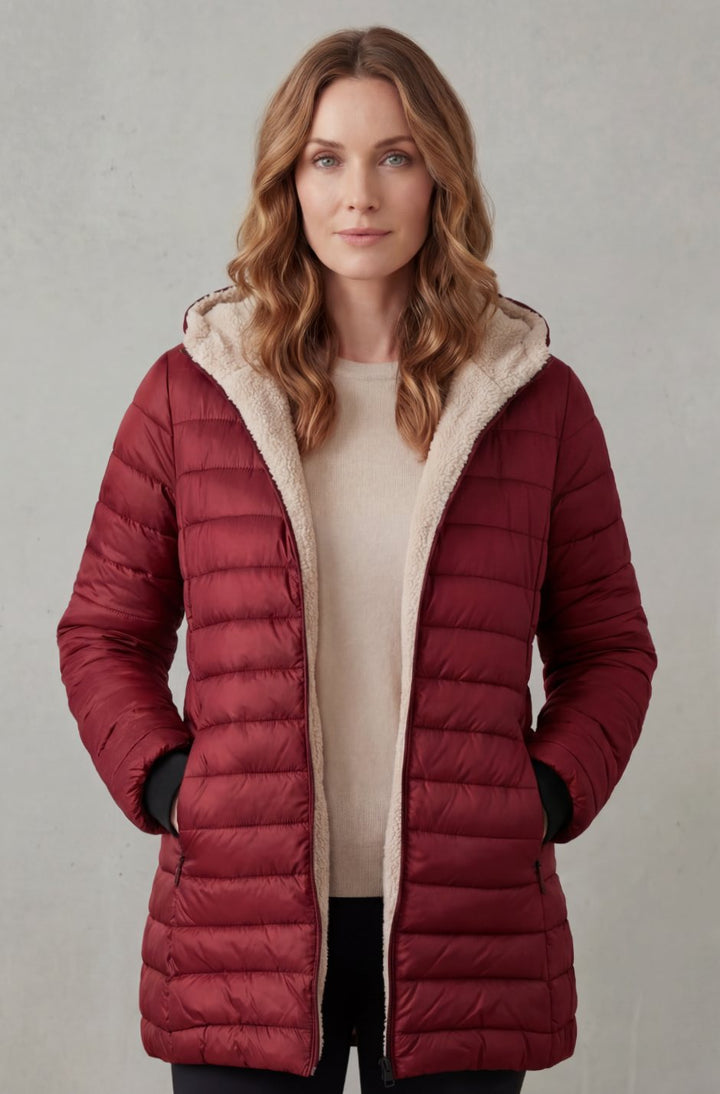 Women's Sherpa-Lined Hooded Puffer Coat