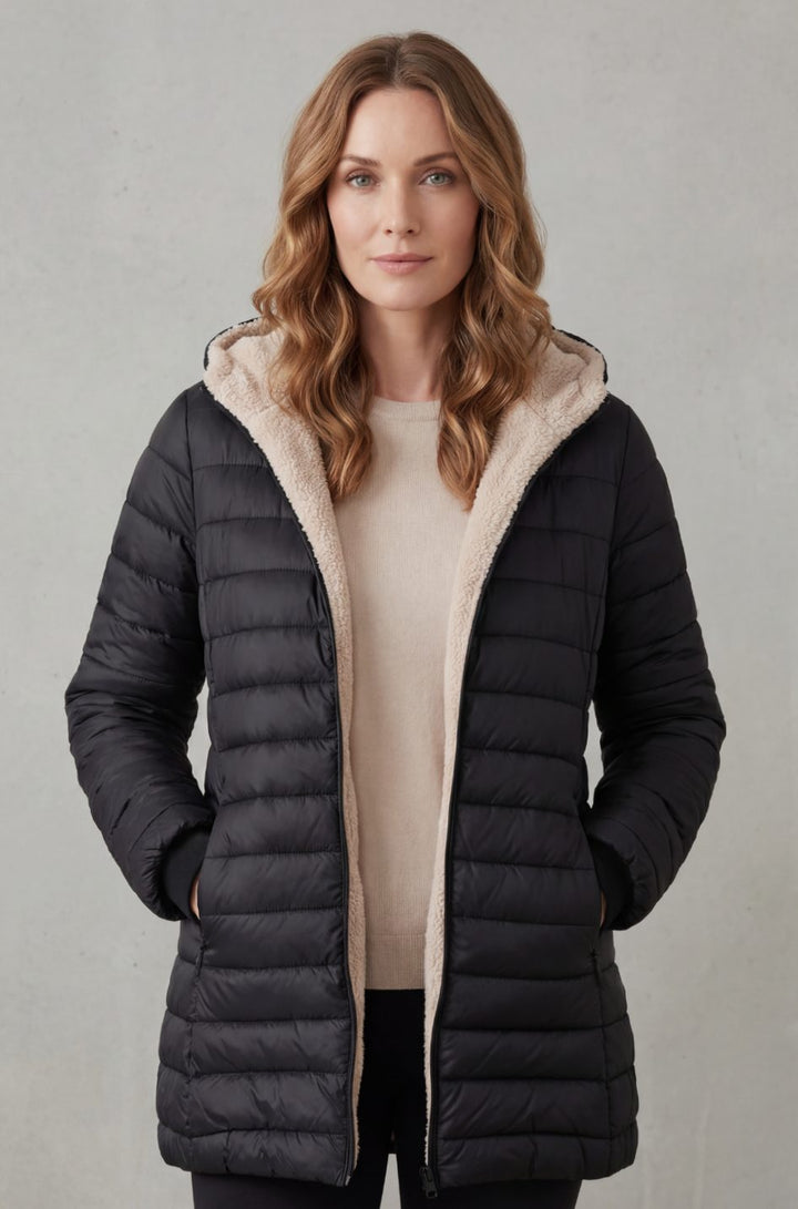 Women's Sherpa-Lined Hooded Puffer Coat
