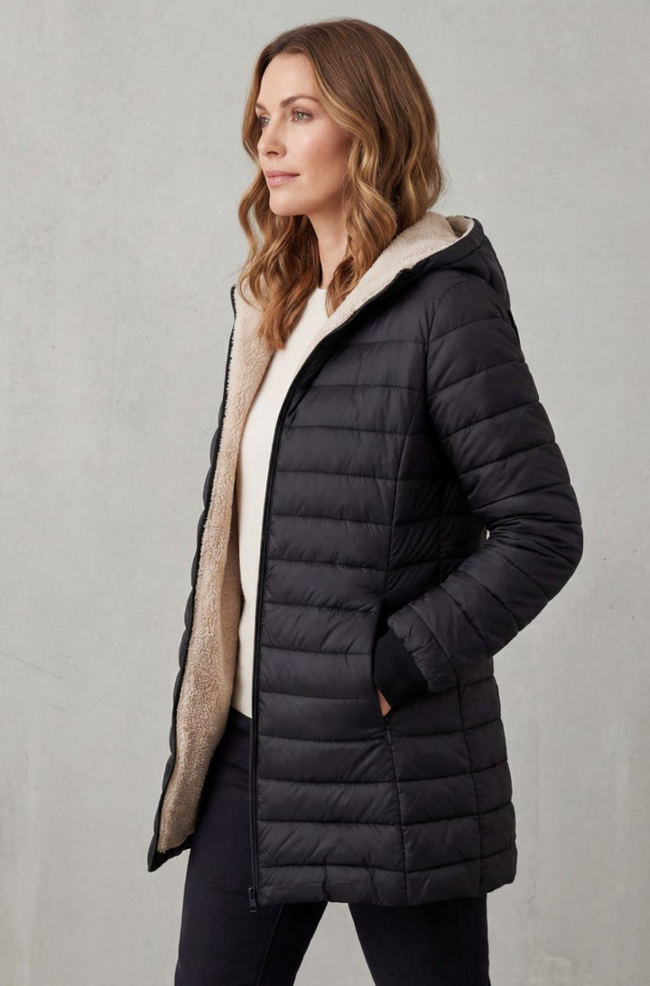 Women's Sherpa-Lined Hooded Puffer Coat