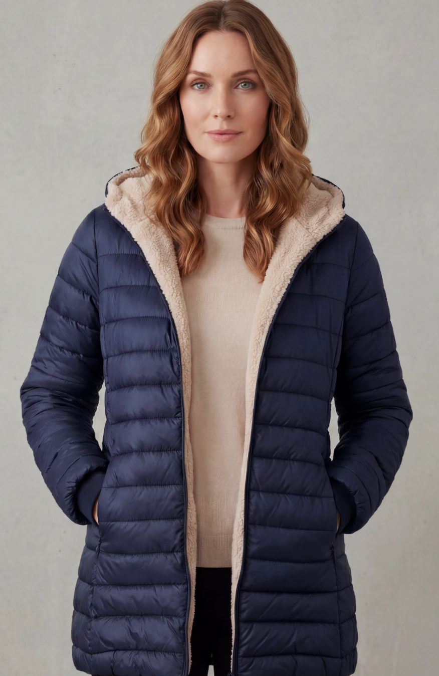 Women's Sherpa-Lined Hooded Puffer Coat