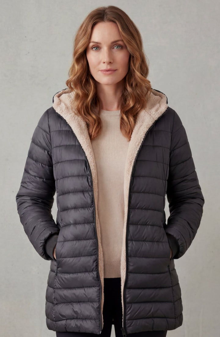 Women's Sherpa-Lined Hooded Puffer Coat