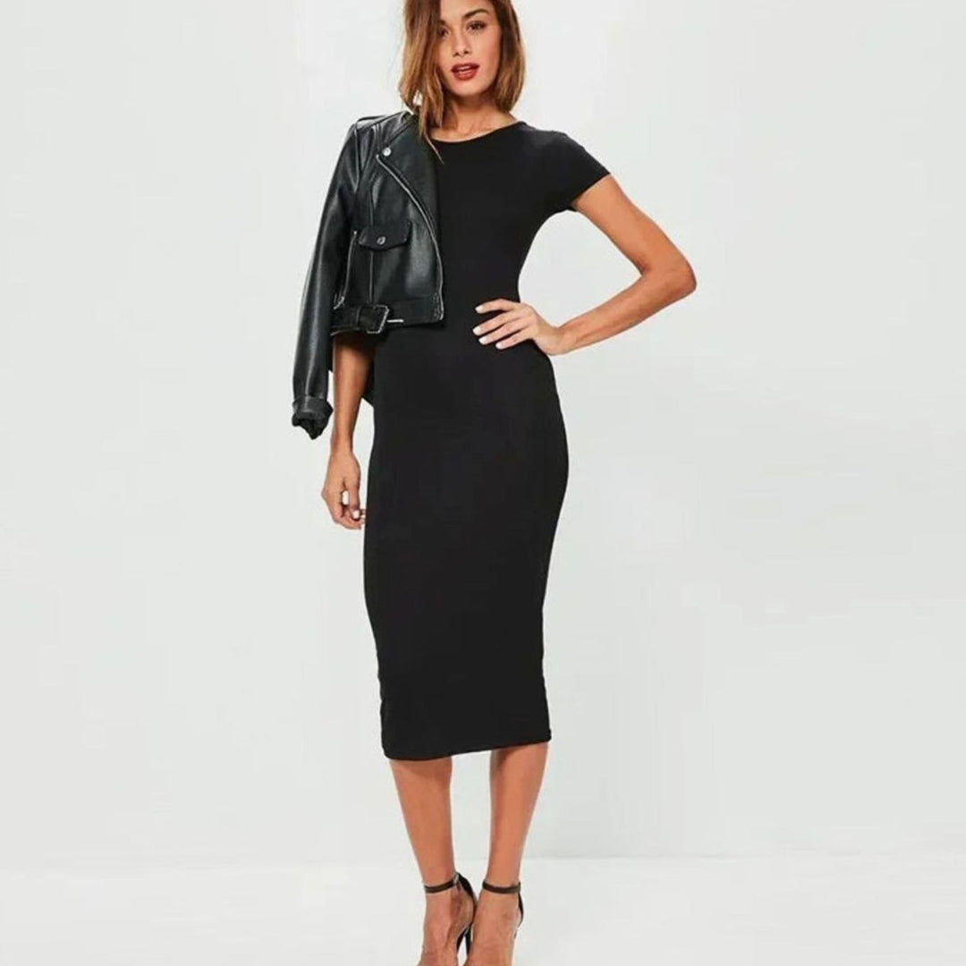Women's Short-Sleeve Bodycon Midi Dress