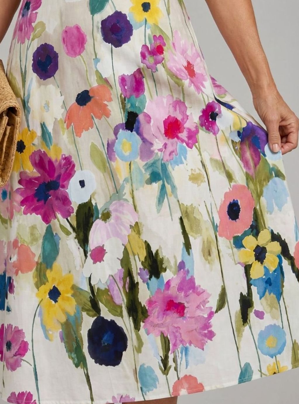Women's Sleeveless Floral-Print Midi Dress Round Neck