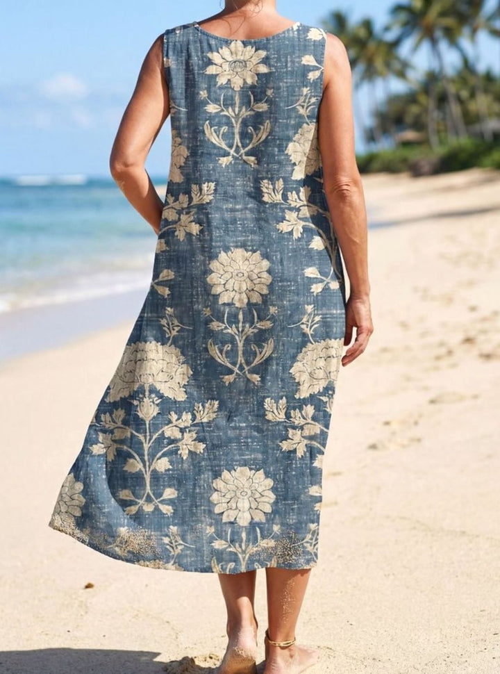 Women's Sleeveless Relaxed-Fit Floral Midi Dress