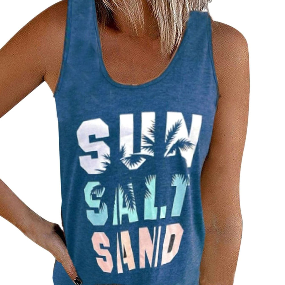 Women's Sleeveless Scoop-Neck Tropical Graphic Vest Top