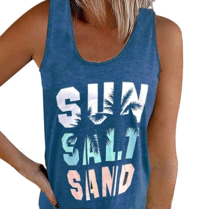 Women's Sleeveless Scoop-Neck Tropical Graphic Vest Top