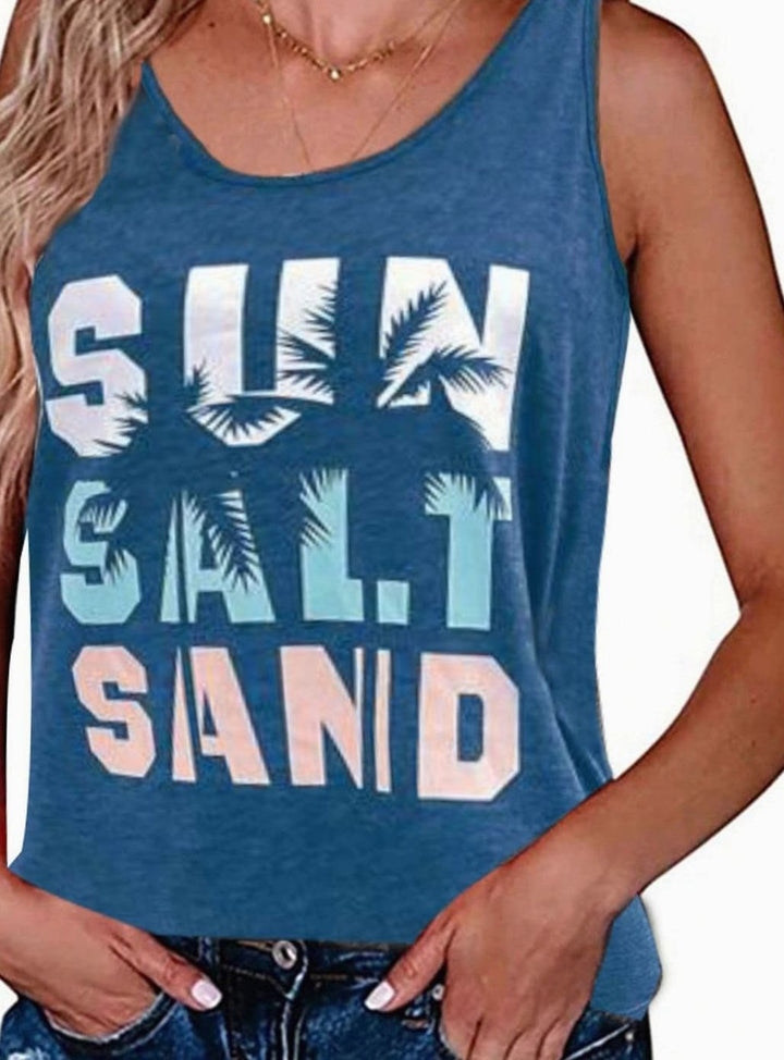 Women's Sleeveless Scoop-Neck Tropical Graphic Vest Top
