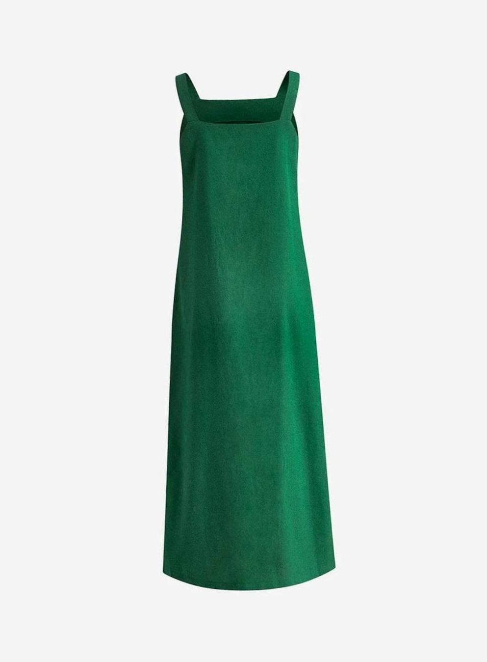 Women's Sleeveless Square-Neck Flared Linen Midi Dress Side Slit