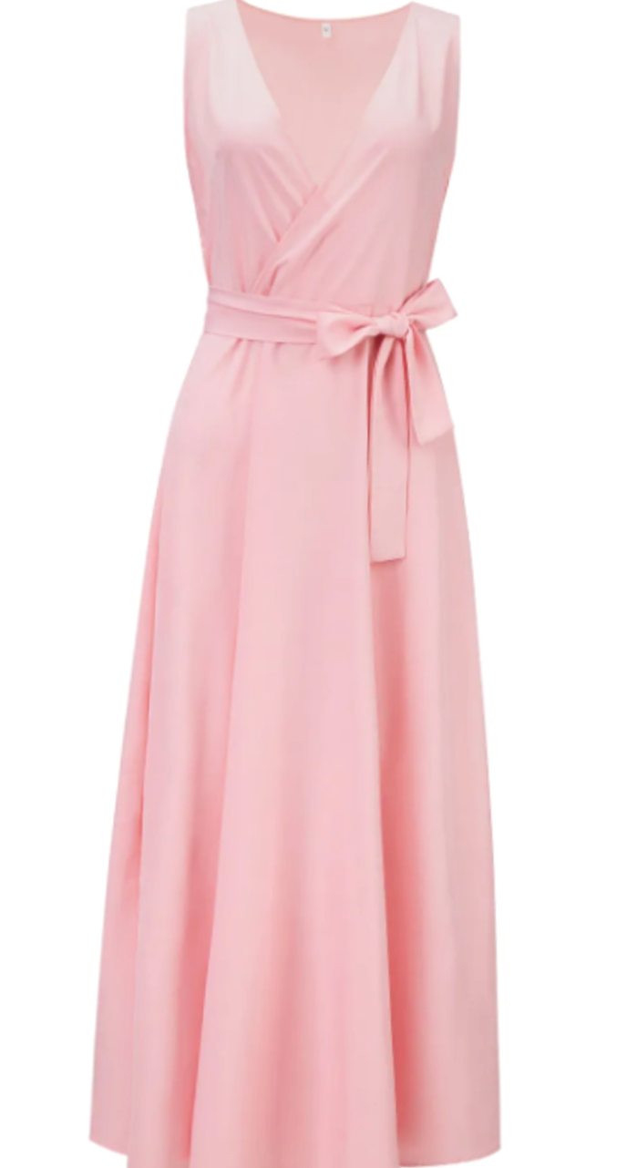 Women's Sleeveless V-Neck Wrap Maxi Evening Dress