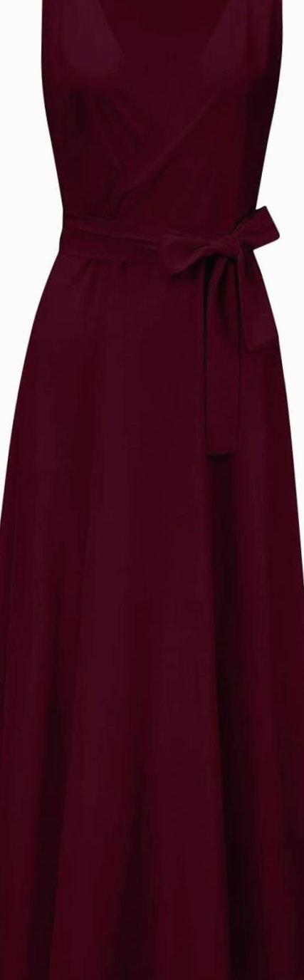Women's Sleeveless V-Neck Wrap Maxi Evening Dress