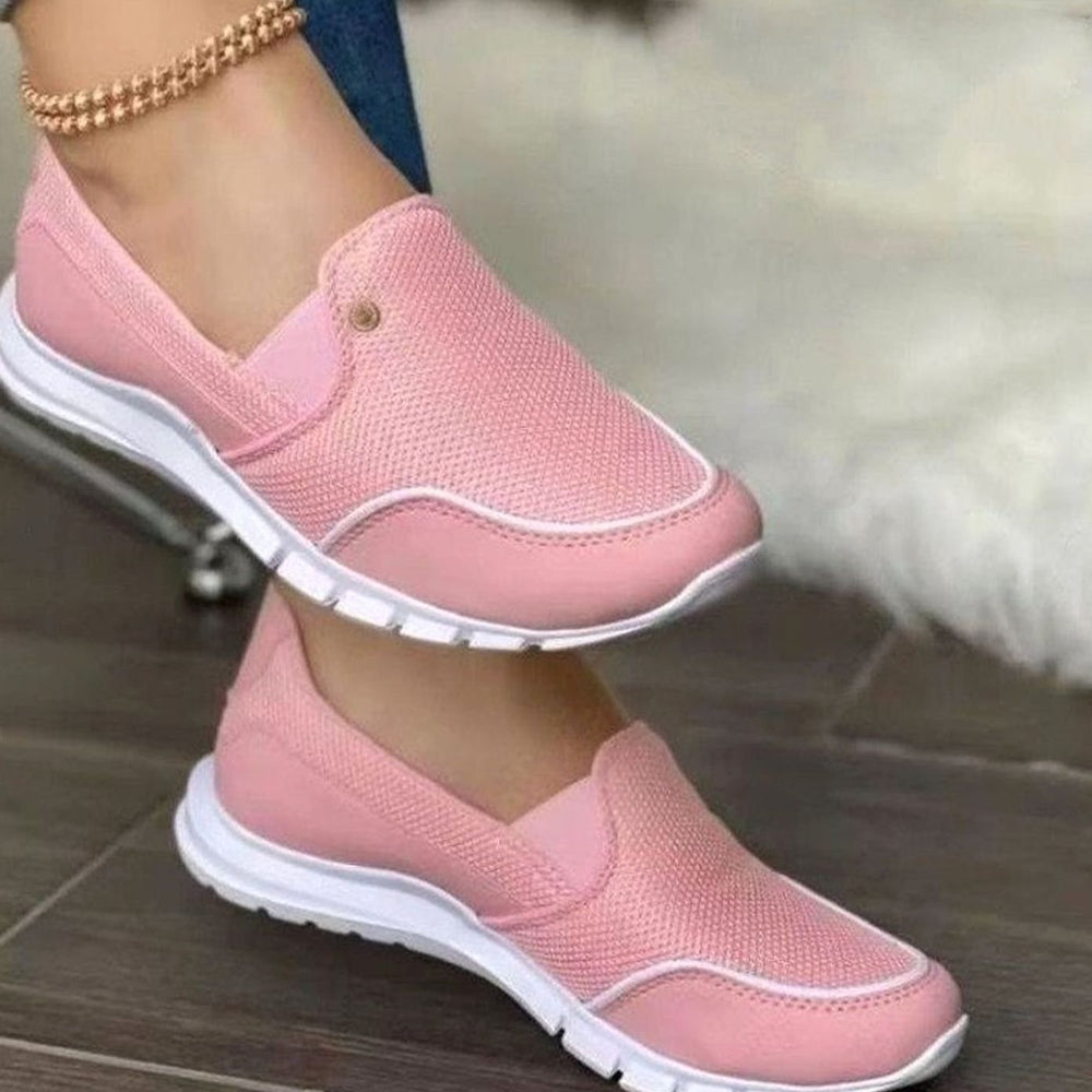 Women's Slip-On Mesh Breathable Casual Flat Trainers - Pink