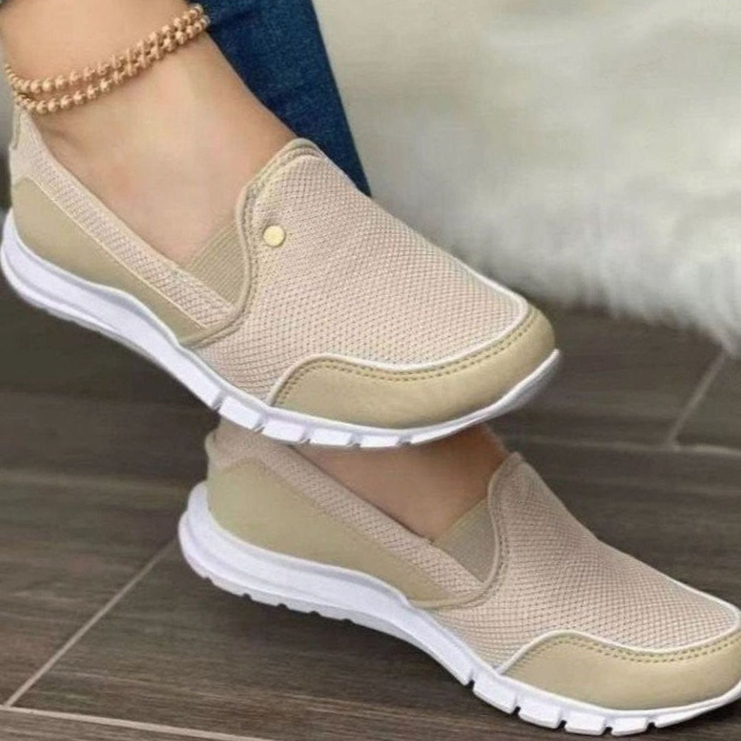 Women's Slip-On Mesh Breathable Casual Flat Trainers - Gold