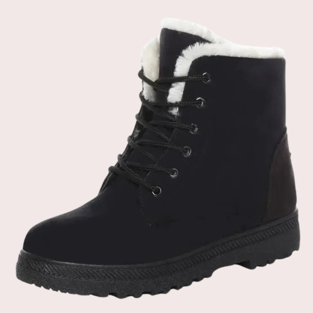 Women's Slip-Resistant Faux-Suede Lace-Up Ankle Boots Fleece Lined