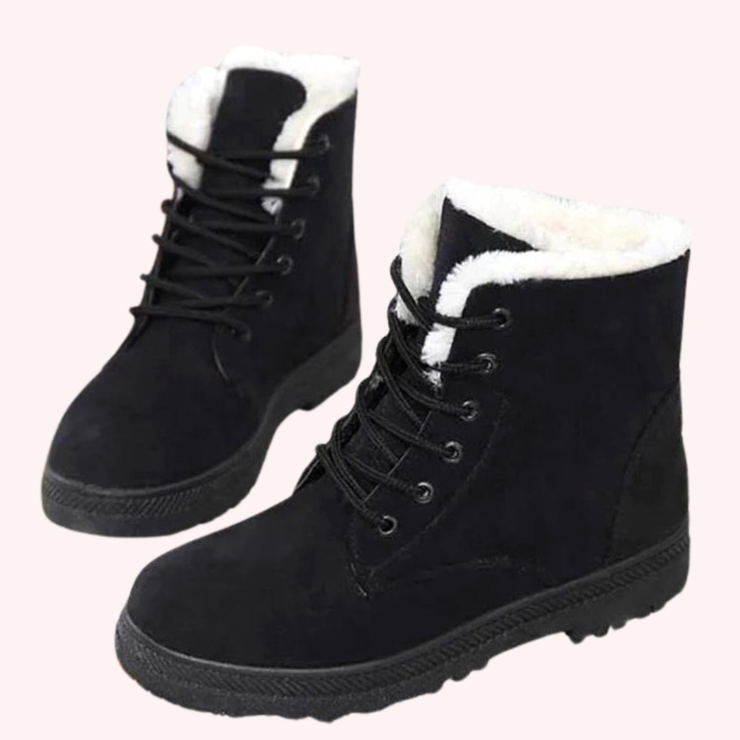 Women's Slip-Resistant Faux-Suede Lace-Up Ankle Boots Fleece Lined
