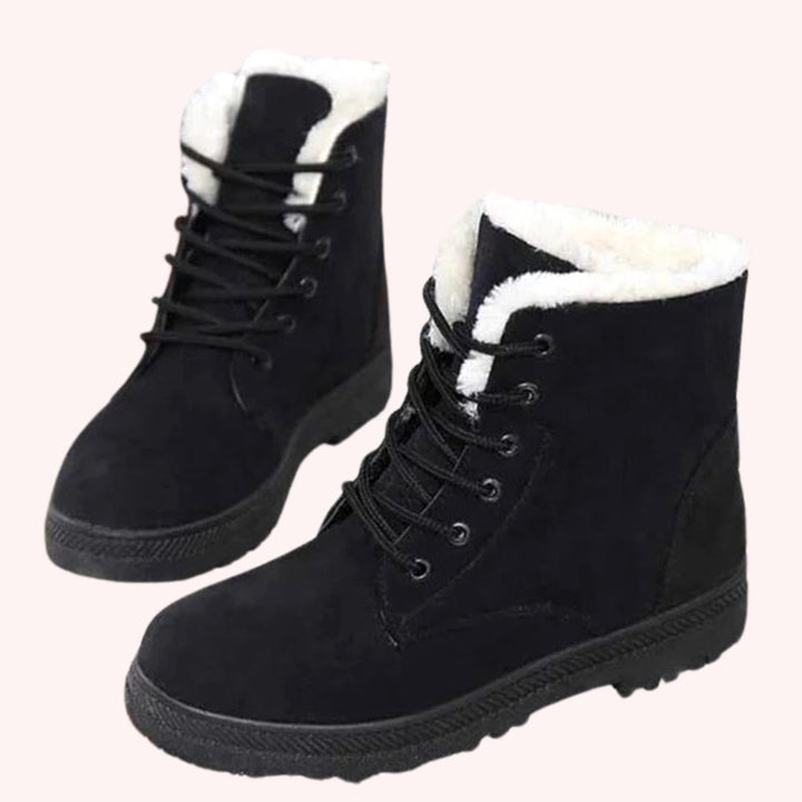 Women's Slip-Resistant Faux-Suede Lace-Up Ankle Boots Fleece Lined
