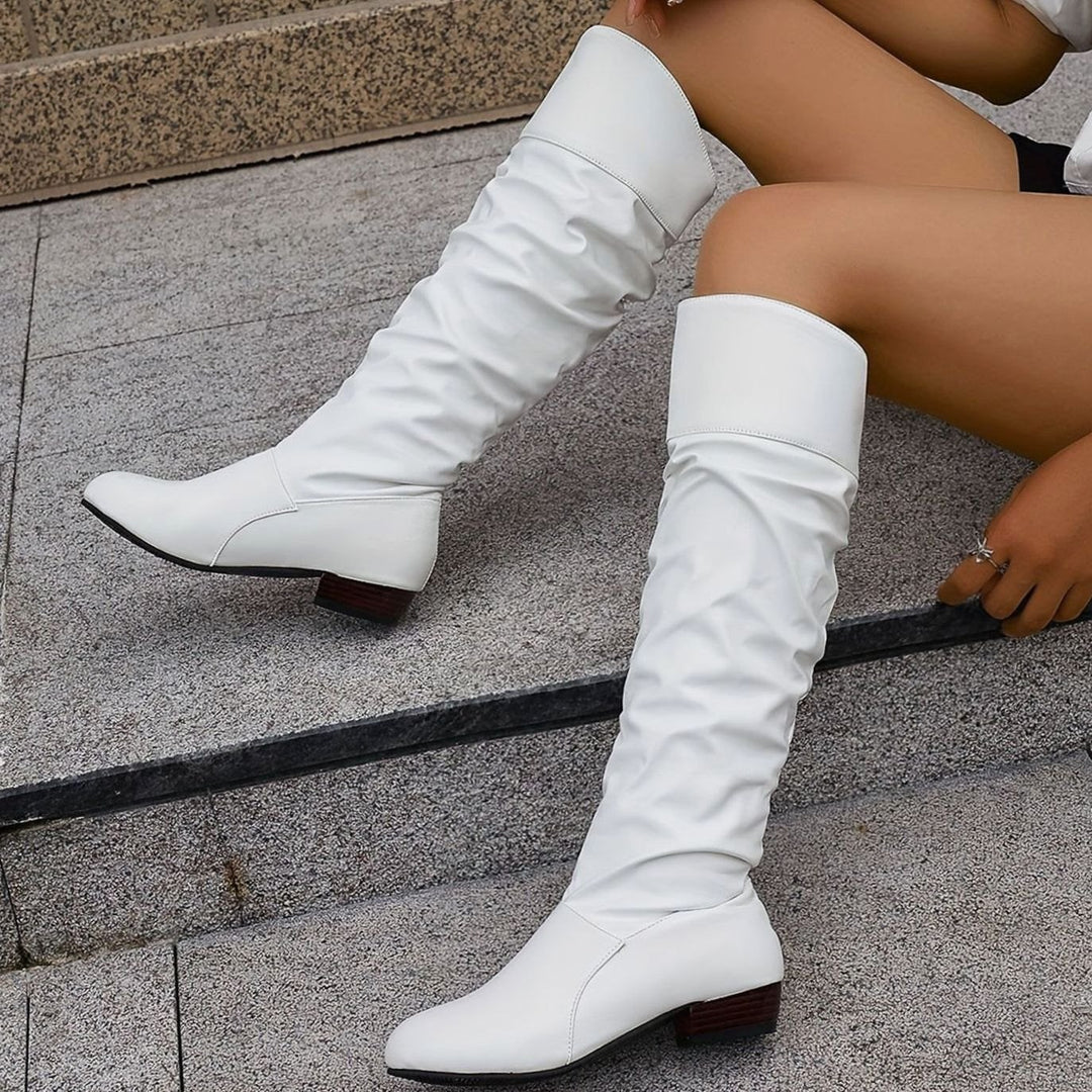 Women's Slouch Knee-High Pointed-Toe Block-Heel Pull-On Boots