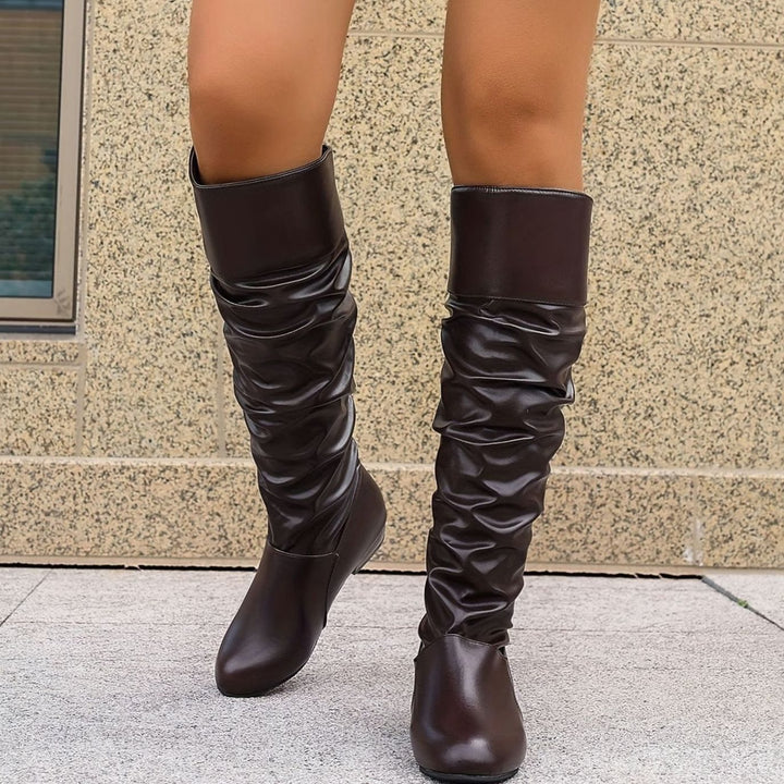 Women's Slouch Knee-High Pointed-Toe Block-Heel Pull-On Boots