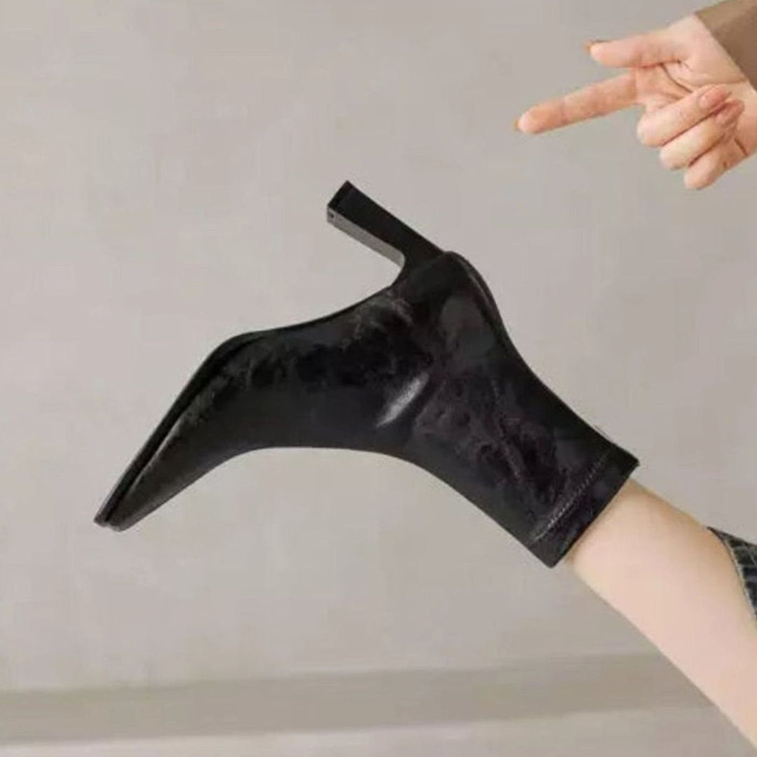 Women's Square-Toe Block-Heel Back-Zip Ankle Boots