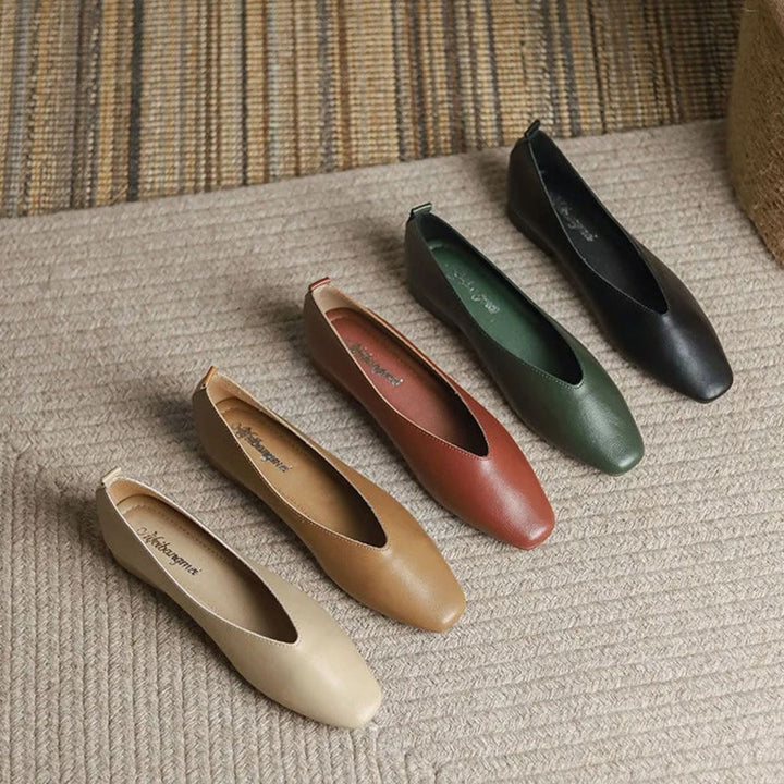 Women's Square-Toe Low-Block Heel Slip-On Court Shoes