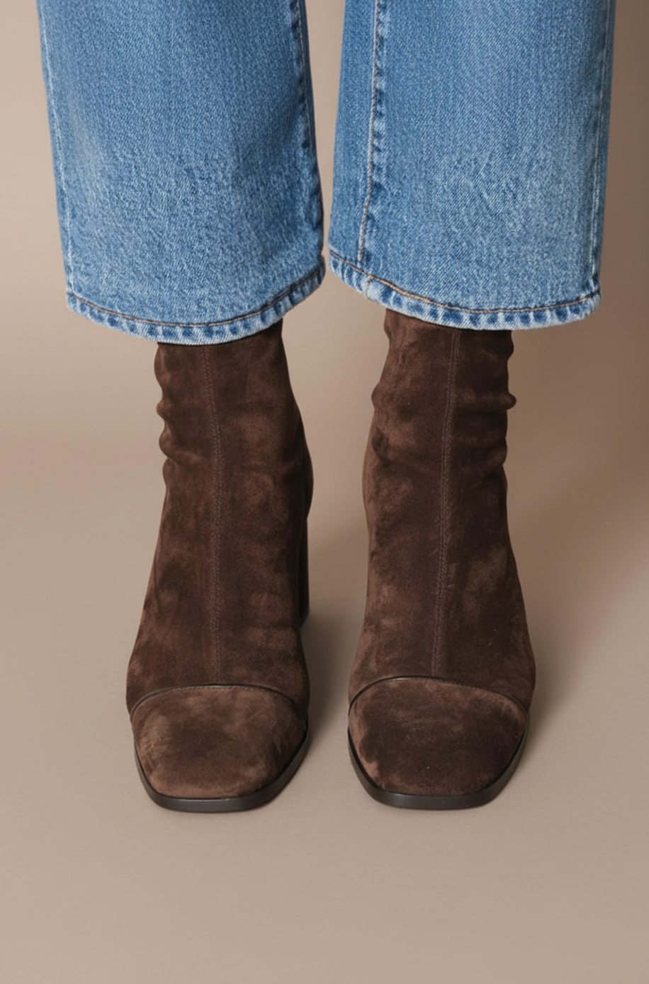 Women's Square-Toe Suede-Effect Block-Heel Ankle Boots