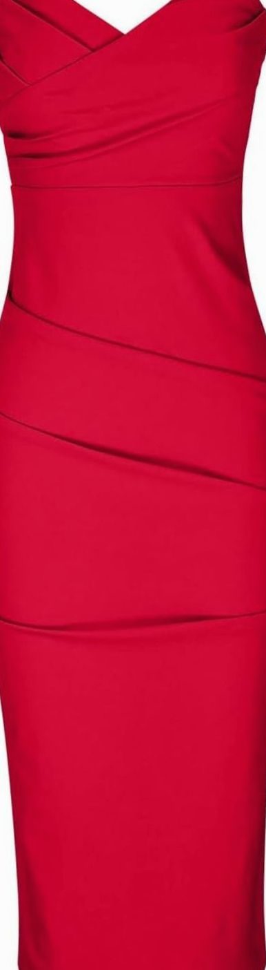 Women's Strapless Bodycon Midi Cocktail Dress Back Slit