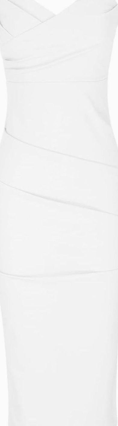 Women's Strapless Bodycon Midi Cocktail Dress Back Slit