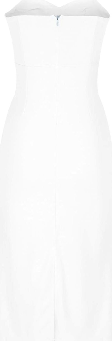 Women's Strapless Bodycon Midi Cocktail Dress Back Slit