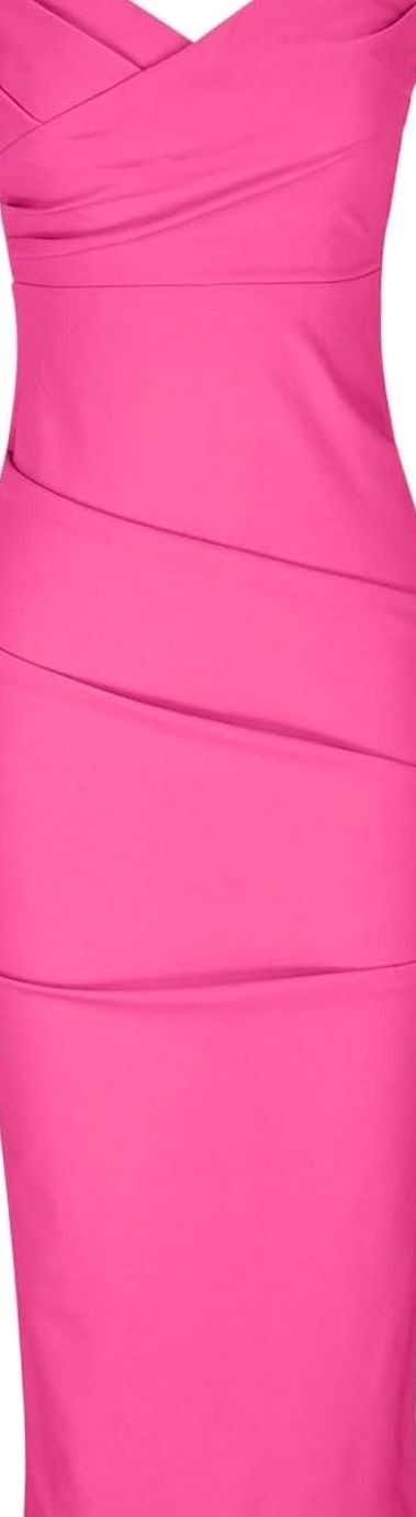Women's Strapless Bodycon Midi Cocktail Dress Back Slit